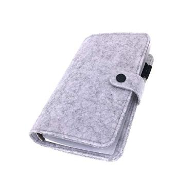 Imagem de A6 / A5 Capa de feltro de 6 furos redondo com vista de anel Pasta de arquivo para protetores de folha solta (Gray 04, A6 combo)