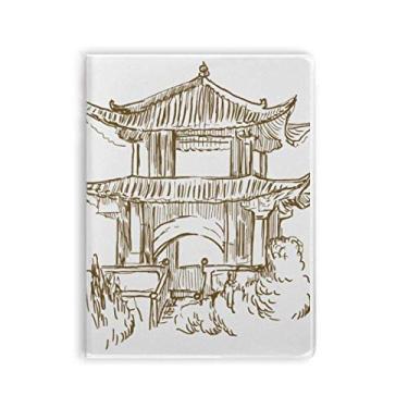 Imagem de Diário de capa macia para caderno com desenho de madeira da China Landmark
