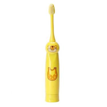 Imagem de Escova de dentes elétrica infantil, escova de dentes elétrica sônica automática à prova d'água, cerdas macias de limpeza profunda, escova de dentes com cabeças de escova de substituição para crianças (amarelo)