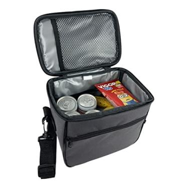 Imagem de Bolsa Nécessaire Térmica Lancheira Porta Marmita Fitness Academia Camping Alça De Ombro Transversal Cinza ART MANIA