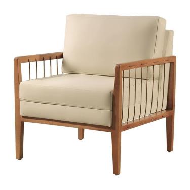 Imagem de Poltrona Gael Luxo Madeira Maciça Castellar Móbile Veludo Bege Claro Veludo Bege Claro