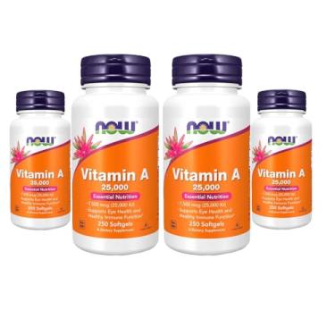 Imagem de Now Foods Vitamina A 25.000UI Vitamin A 250Softgles 4 unidades Produto Importado
