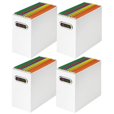 Imagem de Tunnkit 4 pacotes de pastas de arquivo suspensas de papelão, caixa de pasta de arquivos dobrável com alças para armazenamento de pastas de arquivos tamanho carta, adequado para escritório/casa/escola, branco