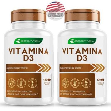 Imagem de Kit Vitamina D3 10.000Ui 500Mg 100% Puro Premium 500Mg 240Cáps Ecomev