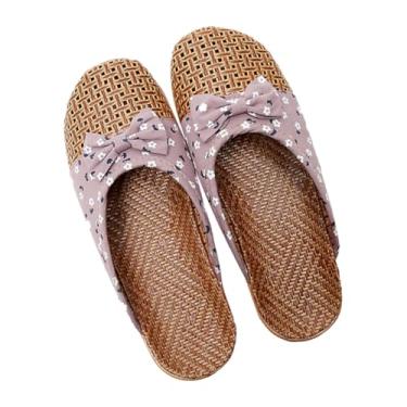 Imagem de PRETYZOOM 1 Par sandálias sandália natural chinelos de casa ratã chinelo de primavera chinelo feminino gravata borboleta sapatos de lazer sub-grama homem e mulher pano roxo