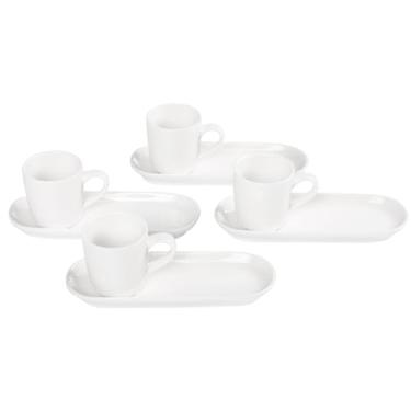 Imagem de Jinsongdafa Conjunto de 4 xícaras de café expresso estilo italiano | Copos e pires de porcelana Demi Tasse, 85 g