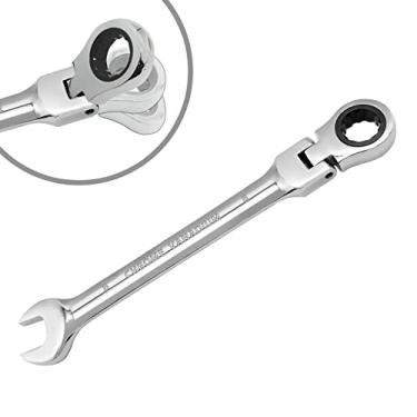 Imagem de HARSKIYER Chave catraca de cabeça flexível de 8 mm, chave inglesa combinada de aço cromo vanádio de 12 pontos com engrenagem de catraca de 72 dentes, ferramenta métrica de grau industrial para