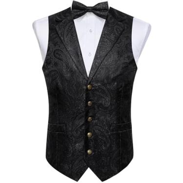 Imagem de Colete preto para homem, acessório de camisa de clube de negócios, sem mangas, colete masculino, colete, gravata borboleta, bolso quadrado, Md-0408-lh7073, G