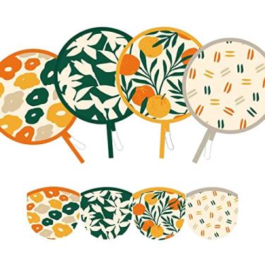 Imagem de SUJJY 4 peças, 4 estilos abstratos, ventiladores portáteis compactos e dobráveis para jogos ao ar livre, decoração de festa (verão)