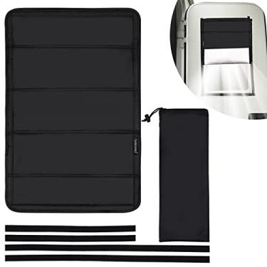 Imagem de RVINGPRO Persiana magnética para janela RV 40,6 cm x 63,5 cm, persiana blecaute de ventilação de RV dobrável de dupla face, cobertura refletiva de claraboia para trailer interno, com bolsa de
