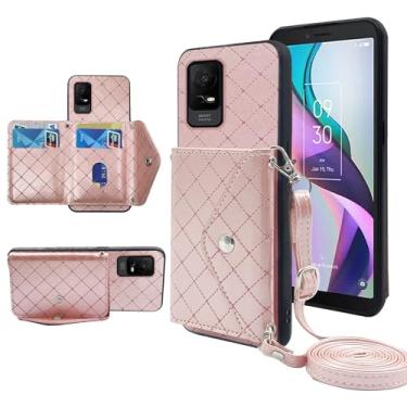 Imagem de Furiet Capa carteira compatível com Metro TCL Ion X/Ion V/40Z com alça de ombro transversal e suporte de couro para cartão de crédito para IonX T430W IonV 2023 feminino rosa