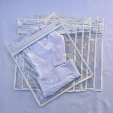 Imagem de Kit Com 5 Saquinhos Maternidade Organizador Mala Viagem Bebê (27,5x33) (Branco)
