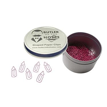 Imagem de Butler in the Home 100 Count Baby Bottle Gender Reveal Shaped Paper Clips Great for Paper Clip Collectors or Office Gift - Comes in Round Tin with Lid and Gift Box (Pink)