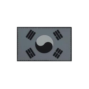 Imagem de Ruoming Ruoming 1 peça de adesivos de bandeira da Coreia do Sul gancho e laço de borracha PVC tático militar nacional Coreia do Sul Patch (branco)