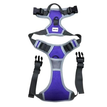 Imagem de Peitoral Coleira Reforçada Resistente Cachorro Pet Grande Médio Porte Regulagem Ajuste Colete para Passeio (Roxo, M)