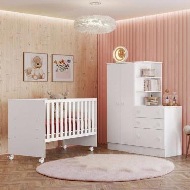 Imagem de Quarto Infantil Completo Lua 2 Portas 3 Gavetas Branco - Pnr Móveis