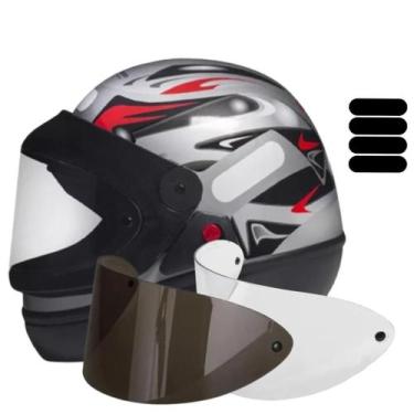 Imagem de Capacete San Marino Automático Prata Mais Kit Viseiras e Adesivo, 60