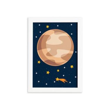 Imagem de Quadro Decorativo Infantil Sistema Solar Jupiter 33x43cm Moldura Branc