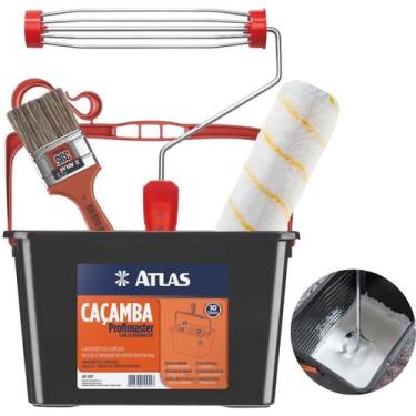 Imagem de Caçamba Balde Pintura 10L + Rolo 23Cm + Garfo + Trincha 50Mm - Atlas