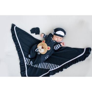 Imagem de Saida Maternidade Bebe Menino Urso Malha Azul - PEQUENO ANJO, Azul, P