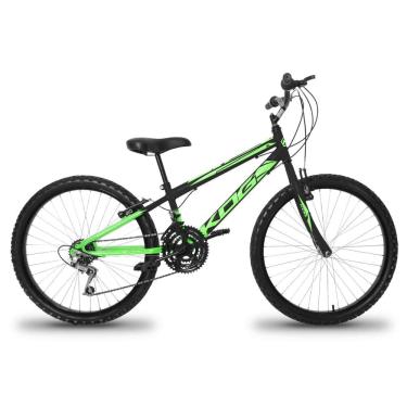 Imagem de Bicicleta Aro 24 Infantil Infantil KOG Masculina 18 Velocidades 3x6 Marcha Para Meninos Verde Degrade Verde