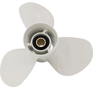 Imagem de DLNIG Hélice de alumínio para moto barco 11 3/8x12-G - para motores de popa Yamaha 25HP 30HP 40HP 45HP 50HP 55HP 60HP substitui 69W-45952-00-00 6H5-45952-00-00,13 dentes estriados - motor de popa de