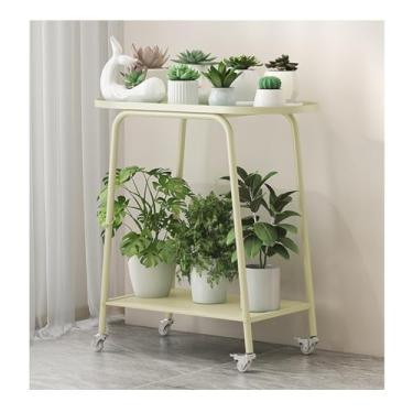 Imagem de Plant Stand Indoor Outdoor，Mobile Flower Rack，Floor-Standing Glower Rack，Simple Plant Stand，Tier Plant Stand With Wheels，Storage Rack，for Living Room Balcony Garden(Beige)