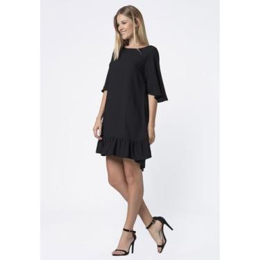 Imagem de Vestido Curto Viscose Babado Preto - Amazonia Vital