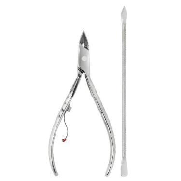 Imagem de Alicate Inox para Cuticula 778-E + Espátula Dupla 371C Mundial - Kit