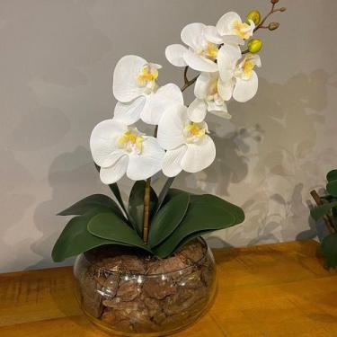 Imagem de Arranjo Toque Real Centro De Mesa Orquídea Branca Artificial - Decore 