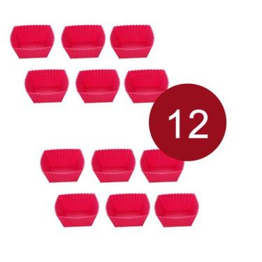 Imagem de Kit 12 un forma cupcake de silicone quadrado sobremesa - YAZI