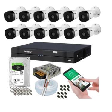 Imagem de Kit 12 Câmeras Full Hd Intelbras 1220b Dvr 16 Canais Com Hd