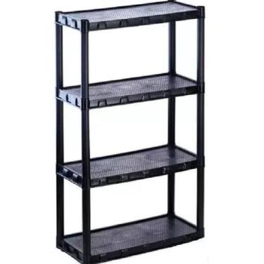 Imagem de kit com 2 Estantes Plásticas Grandes Preta 4 Prateleiras - Agraplast