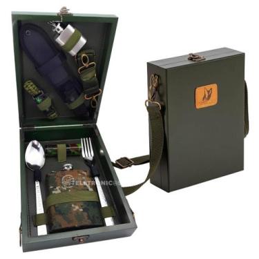 Imagem de Kit de Aventura Compacto Faca Tática, Cantis, Lanterna e Muito Mais em