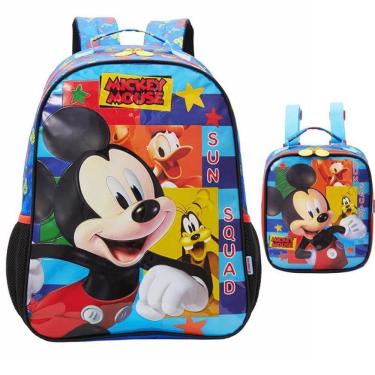Imagem de Kit Mochila Escolar Mickey Disney Mouse Costas M Lancheira