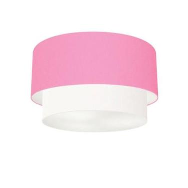 Imagem de Plafon Duplo Cilíndrico Vivare Md-3045 Cúpula Tecido 40x35cm - Bivolt,