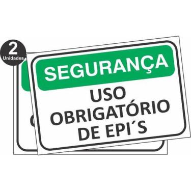 Imagem de 2 Placas Epi Uso Obrigatório Segurança Sinalização 30x20 - Royal Art