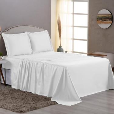 Imagem de Jogo de Lençol 600 Fios 100% Algodão Egípcio, Toque Macio e Gelado, 03 e 04 peças (Branco, Queen 03 Peças)