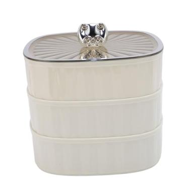 Imagem de Bandeja de Lanche, Recipiente de Armazenamento de 3 Camadas, Vários Compartimentos, Tampa da Bandeja de Servir Dividida, Bandeja de Frutas Secas, Organizador Empilhável para