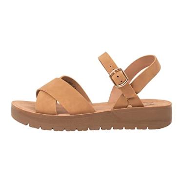 Imagem de Kassie Daniela ~ JOSIE ~ Sandália rasteira feminina plataforma fivela no tornozelo tiras tiras femininas sapatos, Nat Nbpu, 11