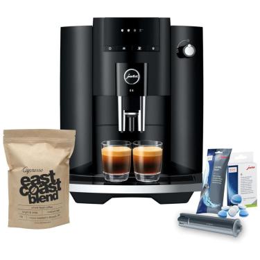 Imagem de Máquina de Café Expresso com Filtragem de Água CLEARYL Smart+, 6 Pastilhas de Limpeza e Visor em LED, 110V, Jura E4, Preta