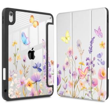 Imagem de Tuiklol Capa para iPad 10ª geração, porta-lápis Buit in Pencil de 10,9 polegadas 2022 com capa à prova de choque, capa traseira transparente transparente, despertar/hibernar automaticamente com iPad