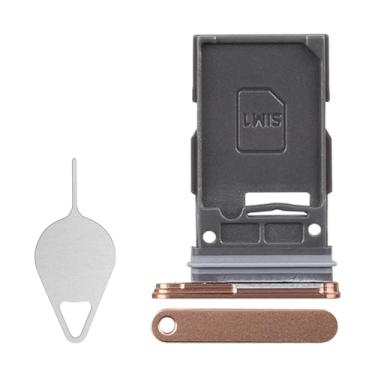 Imagem de BESJMYT Substituição da bandeja do cartão SIM para Samsung Galaxy S24 Plus (versão SIM único) Adaptador de suporte de slot de bandeja de cartão laranja arenito com ejetor de agulha para S24+ Plus
