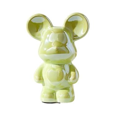 Imagem de Jaugufiy Estátua de rato de cerâmica, ornamento, estatueta, rato, ornamento para casa, cofrinho, cofre, caixa de dinheiro, decoração de quarto de crianças, presentes de aniversário (verde)