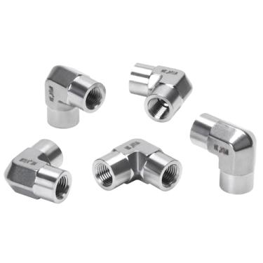 Imagem de DERPIPE Cotovelo de rua de 90 graus - 1/10.2 cm NPT fêmea para 1/10.2 cm NPT fêmea aço inoxidável 304 adaptador de cotovelo forjado Barstock Street Encaixe de tubulação (pacote com 5)