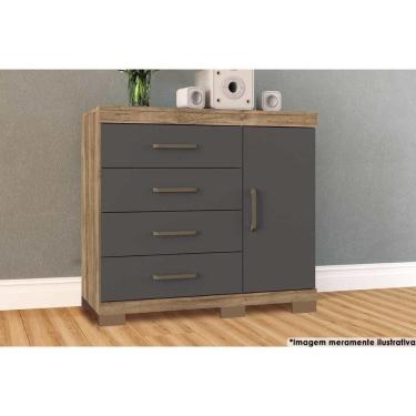 Imagem de Cômoda Solteiro Havana 1.4 Plus C- 1 Porta 4 Gavetas E Pés Jatobá-grafite - Santos Andirá