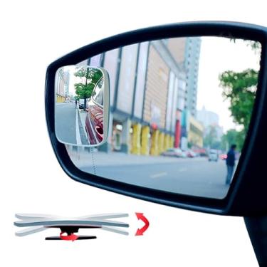 Imagem de Espelho de ponto cego retangular, vara sem moldura de vidro HD no espelho retrovisor convexo amplo angular ajustável para ponto cego de carro, pacote de 4