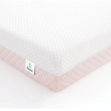 Imagem de Dourxi Colchão mini para berço, 96 x 61 cm x 10 cm, espuma viscoelástica de gel confortável dupla face, colchão de bebê premium respirável para berços mini e portáteis com capa externa removível