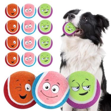 Imagem de EXPAWLORER Bolas de tênis para cães, pacote com 12 bolas de cachorro estridentes para brincar, exercícios e treinamento, brinquedos flutuantes interativos engraçados para cães pequenos, médios e