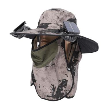 Imagem de Chapéu de Ventilador Solar de Aba Larga, Chapéu de Ventilador Solar de Secagem Rápida Chapéu de Carregamento USB para Viagens de Pesca e Caminhadas (Tinta cáqui)